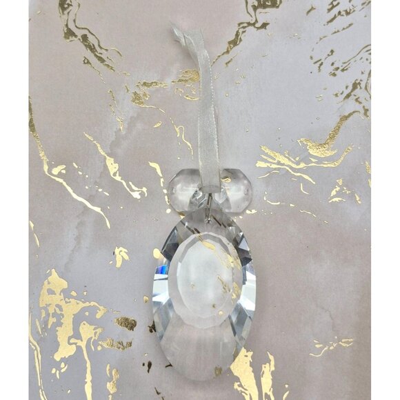 Clear Oval Crystal Drop Dangle Ornament Christmas Window Rearview 3.5" Gift - Picture 7 of 8